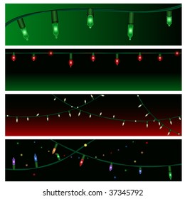 Decorative Christmas banners with vector light strings