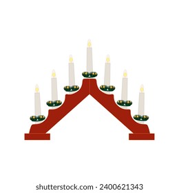 Decorative Christmas candlestick on white background vector illustration