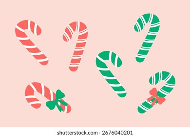 Canas de doces de Natal decorativas com listras festivas de férias