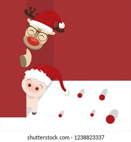 DECORATIVE CHRISTMAS CARD. Reindeer. 