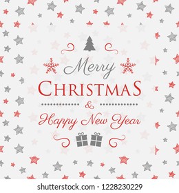 Decorative Christmas card with seasonal ornaments. Vector.