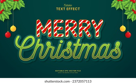 decorative christmas with decoration editable text effect vector design