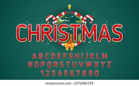 navidad decorativa con diseño vectorial de efecto de texto editable con decoración