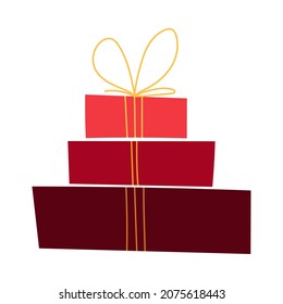 Decorative Christmas gift box with a ribbon bow