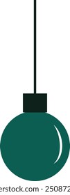 Decorative Christmas green color ball with a white reflection of light on the surface. Vector illustration with transparent background