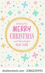 Decorative Christmas greeting cards with snowflakes. Vector illustration 