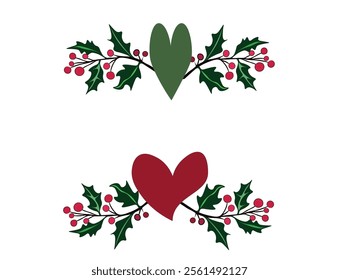 Decorative Christmas holly garland (may be used as a design element or border). Vector, easily edited.