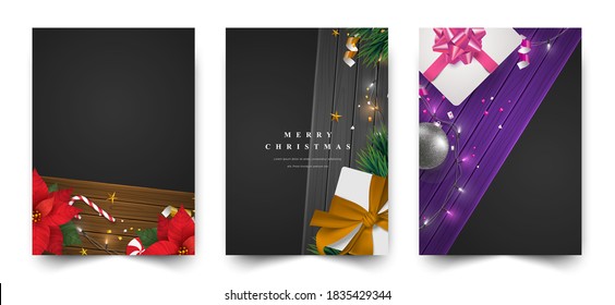 Decorative Christmas illustration frame collection. greetings card cover set vector