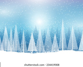 Decorative Christmas landscape with abstract trees