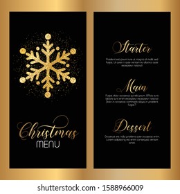 Dekoratives Weihnachtsmenü mit glitzerndem Schneeflocken-Design