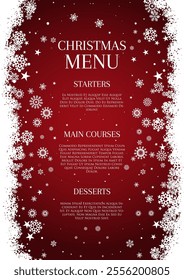 Decorative Christmas menu with a snowflake border design