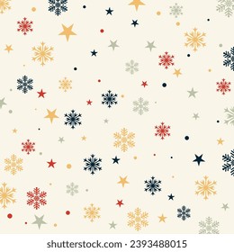 Decorative Christmas pattern background with snowflakes and stars design