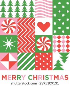Decorative Christmas Pattern Shapes with Geometric Design (Vector)
