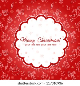 Decorative Christmas postcard on seamless winter background