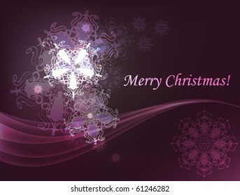 Decorative Christmas postcard with shining snowflakes