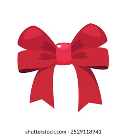 Dekorative weihnachtlich rote Schleife einzeln auf weißem Hintergrund.	