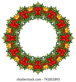 Decorative Christmas round frame isolated