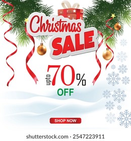 decorative christmas sale banner design template.