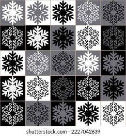 Decorative christmas seamless pattern for festive new year design, black white gray color