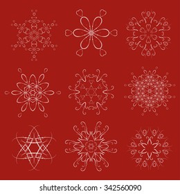 Decorative Christmas Snowflakes Set. Various winter snowflakes vector set. Beautiful snowflakes set for christmas winter design