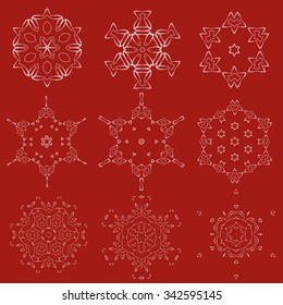 Decorative Christmas Snowflakes Set. Various winter snowflakes vector set. Beautiful snowflakes set for christmas winter design