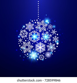 Decorative christmas snowflakes in shape of curcle christmas tree decoration. Vector illustration