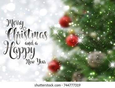 Decorative Christmas text on a defocussed image