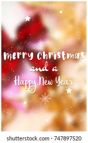 Decorative christmas text on defocussed image