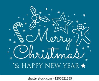 Decorative Christmas text with ornaments. Vector.