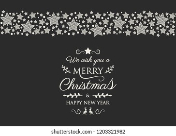 Decorative Christmas text with ornaments. Vector.
