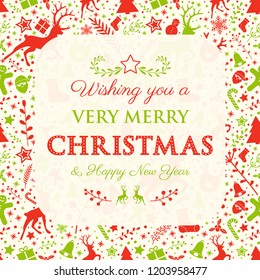 Decorative Christmas text with ornaments. Vector.