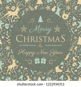 Decorative Christmas text with ornaments. Vector.