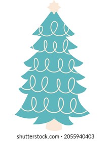 Decorative Christmas tree art on the white isolated background.