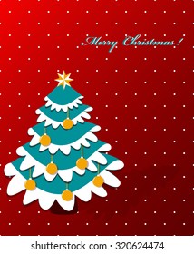 Decorative Christmas tree, Christmas balls. Vector greeting card.