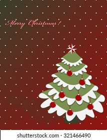 Decorative Christmas tree, Christmas balls. Vector greeting card.