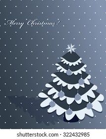 Decorative Christmas tree, Christmas balls. Vector greeting card