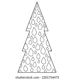 Decorative Christmas tree . Coloring book page for children. Hand-drawn Winter illustration.