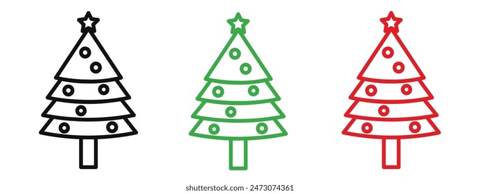 Decorative Christmas Tree Icon Ideal for Holiday Cards and Invitations