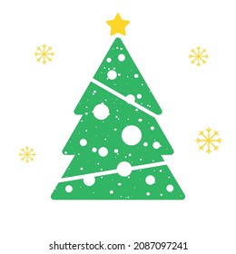 Decorative christmas tree icon with snowflakes. 