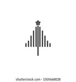 Decorative Christmas tree line icon. linear style sign for mobile concept and web design. xmas tree with star outline vector icon. Symbol, logo illustration. Vector graphics