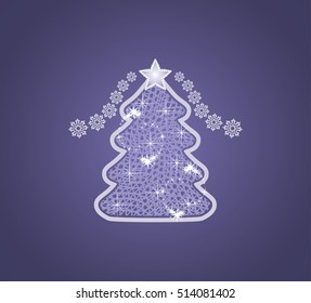Decorative Christmas tree on the dark blue background. Vector