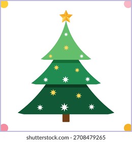Decorative Christmas tree with stars vector illustration clipart