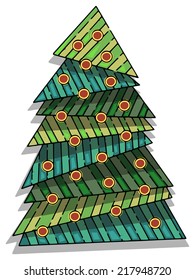 Decorative Christmas tree, vector illustration