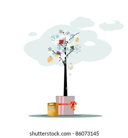decorative christmas tree vector illustration
