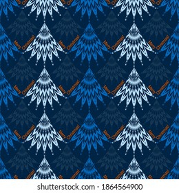 Árboles de Navidad decorativos. Ilustración de fondo vectorial de navidad