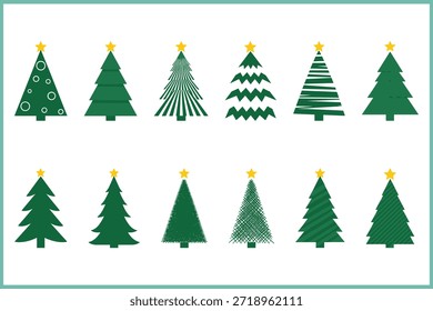 Árboles de navidad decorativos Paquete de Ilustración vectorial