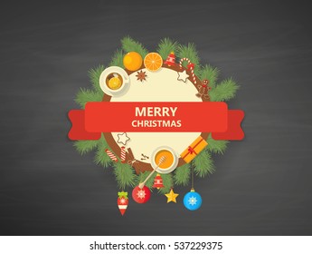 Decorative Christmas Vector Label.