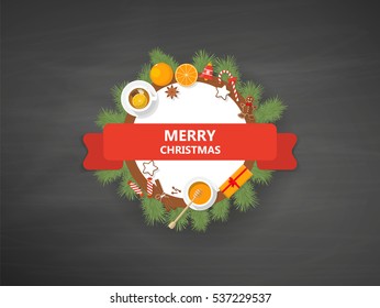 Decorative Christmas Vector Label.