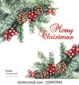 Decorative Christmas watercolor background. Watercolor.Vector illustration. Illustration for greeting cards, invitations, and other printing projects.