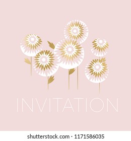Decorative chrysanthemum flowers design element for header, card, invitation, poster, cover and other web and print design projects. Floral stock illustration.
